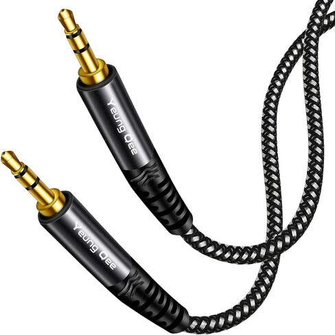 Yeung Qee كابل Aux 3.5 ملم بطول 20 قدمًا، كابل صوت مضفر 3.5 ملم ذكر إلى ذكر سلك صوت ستيريو هاي فاي مساعد لسماعات الرأس والسيارة والهاتف والأجهزة اللوحية وسماعات الرأس والكمبيوتر الشخصي والكمبيوتر المحمول والمزيد (20 قدمًا/6 أمتار) in Kuwait
