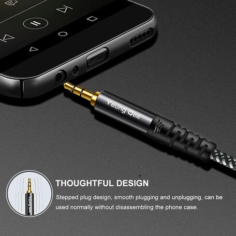 Yeung Qee كابل Aux 3.5 ملم بطول 20 قدمًا، كابل صوت مضفر 3.5 ملم ذكر إلى ذكر سلك صوت ستيريو هاي فاي مساعد لسماعات الرأس والسيارة والهاتف والأجهزة اللوحية وسماعات الرأس والكمبيوتر الشخصي والكمبيوتر المحمول والمزيد (20 قدمًا/6 أمتار) in Kuwait