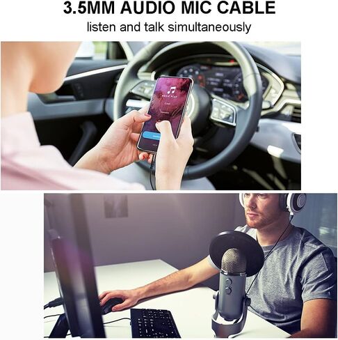 Yeung Qee كابل Aux 3.5 ملم بطول 20 قدمًا، كابل صوت مضفر 3.5 ملم ذكر إلى ذكر سلك صوت ستيريو هاي فاي مساعد لسماعات الرأس والسيارة والهاتف والأجهزة اللوحية وسماعات الرأس والكمبيوتر الشخصي والكمبيوتر المحمول والمزيد (20 قدمًا/6 أمتار) in Kuwait