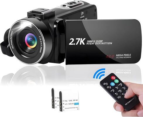 كاميرا فيديو SPPRANDOM 2.7K 30MP، شاشة لمس 3.0 بوصة، كاميرا رقمية تكبير 16X، كاميرا تسجيل فيديو، مسجل يوتيوب مع جهاز تحكم عن بعد، بطاريتان in Kuwait