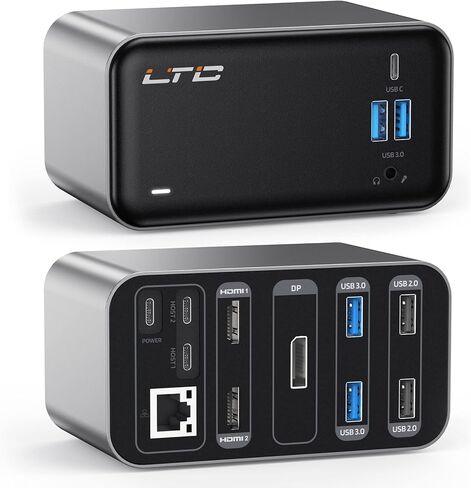 LTC 15-in-1 USB C Docking Station for Triple Monitor, 4K Dual Display Laptop Extended Hub with 2 HDMI, 1 DisplayPort, 100W PD, Ethernet, 5 USB 3.0, 2 USB 2.0 Ports, Audio, for Windows/MacOS in Kuwait