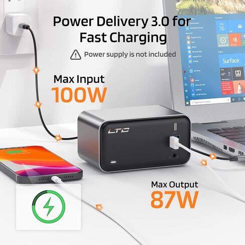 LTC 15-in-1 USB C Docking Station for Triple Monitor, 4K Dual Display Laptop Extended Hub with 2 HDMI, 1 DisplayPort, 100W PD, Ethernet, 5 USB 3.0, 2 USB 2.0 Ports, Audio, for Windows/MacOS in Kuwait