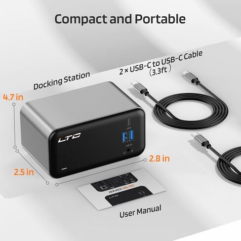 LTC 15-in-1 USB C Docking Station for Triple Monitor, 4K Dual Display Laptop Extended Hub with 2 HDMI, 1 DisplayPort, 100W PD, Ethernet, 5 USB 3.0, 2 USB 2.0 Ports, Audio, for Windows/MacOS in Kuwait