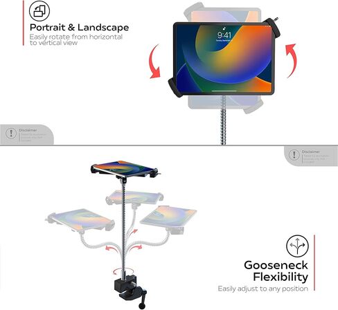 حامل مشبك للكمبيوتر اللوحي - حامل CTA شديد التحمل لجهاز iPad الجيل العاشر 10.9 بوصة - iPad 7th/8th/ 9th Gen 10.2 بوصة - Surface Pro 4 - Surface Go 3 وأجهزة لوحية أخرى مقاس 7-13 بوصة - أسود (PAD-) هجت) in Kuwait