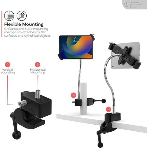 حامل مشبك للكمبيوتر اللوحي - حامل CTA شديد التحمل لجهاز iPad الجيل العاشر 10.9 بوصة - iPad 7th/8th/ 9th Gen 10.2 بوصة - Surface Pro 4 - Surface Go 3 وأجهزة لوحية أخرى مقاس 7-13 بوصة - أسود (PAD-) هجت) in Kuwait
