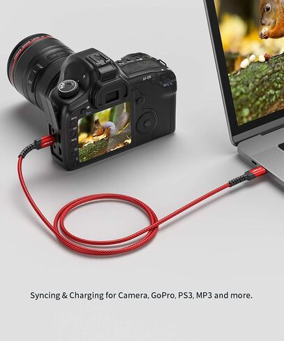 JSAUX Mini USB to USB C Cable, Durable Mini B Charging Cord, 6.6FT, Red in Kuwait