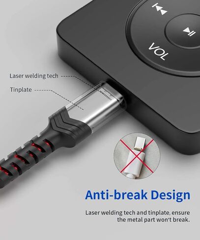 JSAUX Mini USB to USB C Cable, Durable Mini B Charging Cord, 6.6FT, Red in Kuwait