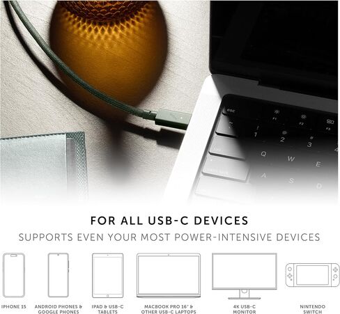 Native Union Type-C Belt Cable Pro - USB-C to USB-C 8ft Ultra-Strong Charging Cable with Leather Strap Compatible with MacBook Pro 2017-2020, MacBook Pro 13" M1/ M2, Air 13" M1, Surface Go 3 (Zebra) in Saudi Arabia