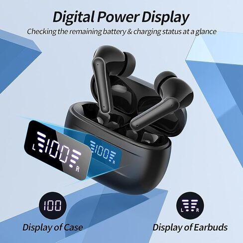 Wireless Ear buds Bluetooth earbuds 76H Playback Noise Cancellation Earbuds Clear Calls Bluetooth headphones Power Display Protable Charging Case Light Weight IPX7 Waterproof Earphones for Android iOS in Kuwait