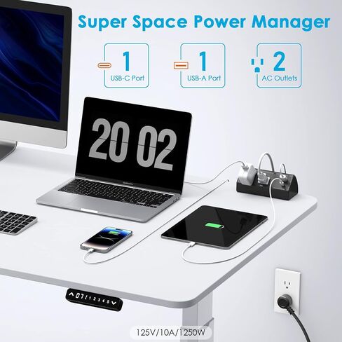قطاع طاقة مكتب CCCEI مع منفذ شحن سريع USB C بقدرة 18 وات، ومنفذ سطح المكتب بمشبك حماية من زيادة التيار 800J أسود، ومقبس تثبيت على حافة الطاولة بطول 6 أقدام وتناسب حافة سطح الطاولة بسمك 1.6 بوصة. in Kuwait
