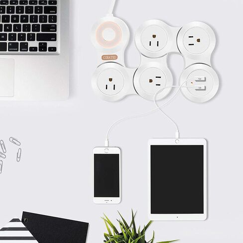 Flexible Power Strip Surge Protector with 2 USB Ports and 4 Outlets for Home, Office and Travel (9Ft Long Cord, Black) in Kuwait
