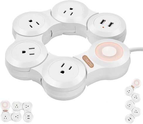 Flexible Power Strip Surge Protector with 2 USB Ports and 4 Outlets for Home, Office and Travel (9Ft Long Cord, Black) in Kuwait