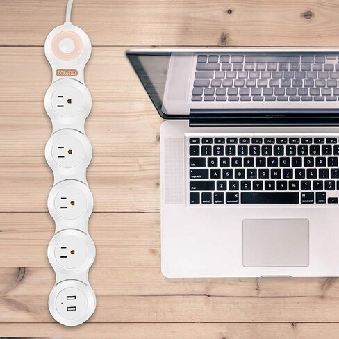 Flexible Power Strip Surge Protector with 2 USB Ports and 4 Outlets for Home, Office and Travel (9Ft Long Cord, Black) in Kuwait