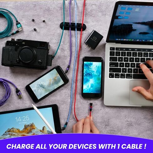 Magnilink 360 MAXX Magnetic Charging Cable (4-Pack) - 18W Fast Charge USB 3 in 1, Type C & Micro Magnet Connector, Data Transfer Ready - Works with All Devices in Kuwait