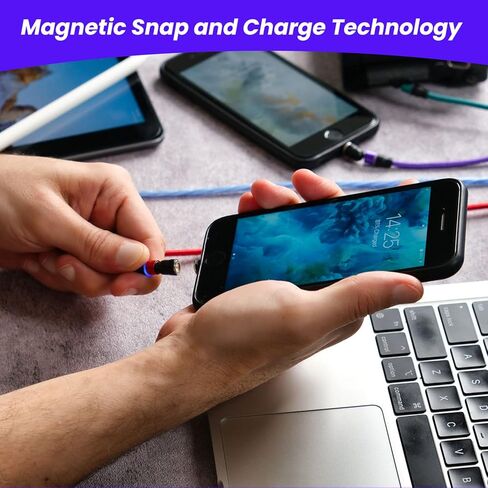 Magnilink 360 MAXX Magnetic Charging Cable (4-Pack) - 18W Fast Charge USB 3 in 1, Type C & Micro Magnet Connector, Data Transfer Ready - Works with All Devices in Kuwait
