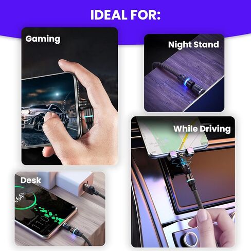Magnilink 360 MAXX Magnetic Charging Cable (4-Pack) - 18W Fast Charge USB 3 in 1, Type C & Micro Magnet Connector, Data Transfer Ready - Works with All Devices in Kuwait