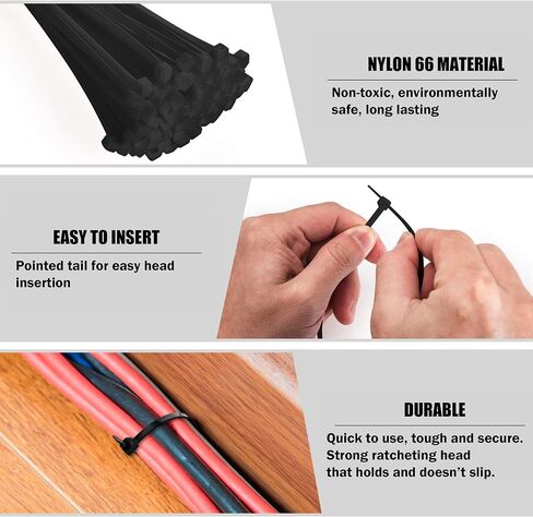 Bolt Dropper 4" Black Zip Cable Ties (1000 Pack), 18lbs Tensile Strength - Heavy Duty, Self-Locking Premium Nylon Cable Wire Ties for Indoor and Outdoor by Bolt Dropper (4 inches) in Kuwait