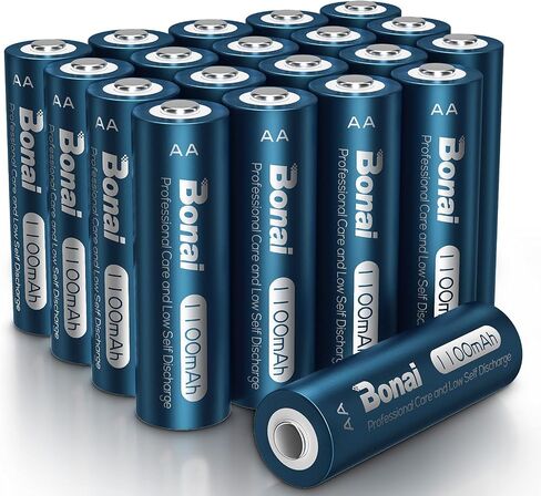 بطاريات BONAI Solar AA بقدرة 1100 مللي أمبير في الساعة عالية السعة 1.2 فولت AA قابلة لإعادة الشحن لاستبدال المصابيح الشمسية (AA 8 عبوات)... in Kuwait