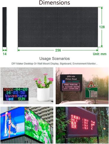 waveshare 64x32 2048 RGB Full Color LED Matrix Panel 4mm Pitch P4 Displaying Text/Colorful Image/Animation Adjustable Brightness Chainable Design,Compatible with Arduino/Raspberry Pi in Saudi Arabia