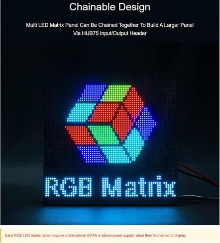 waveshare 64x32 2048 RGB Full Color LED Matrix Panel 4mm Pitch P4 Displaying Text/Colorful Image/Animation Adjustable Brightness Chainable Design,Compatible with Arduino/Raspberry Pi in Saudi Arabia