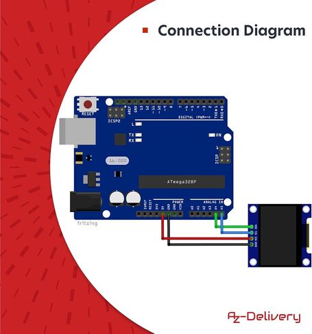 ايه زد ديليفري شاشة OLED I2C 0.96 بوصة - متوافقة مع اردوينو SSD1306 وراسبيري باي - مجموعة من 3 - 128 × 64 بكسل IIC 3.3 فولت 5 فولت وحدة شاشة بيضاء in Kuwait