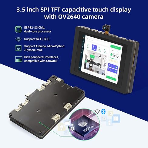 شاشة لمس ESP32 طرفية 3.5 بوصة مع كاميرا OV2640 SPI TFT شاشة تعمل باللمس بالسعة متوافقة مع LVGL لمشاريع IoT لمساعد المنزل الذكي in Kuwait