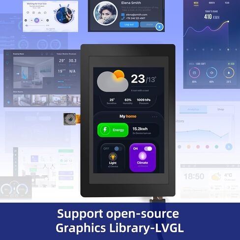 شاشة لمس ESP32 طرفية 3.5 بوصة مع كاميرا OV2640 SPI TFT شاشة تعمل باللمس بالسعة متوافقة مع LVGL لمشاريع IoT لمساعد المنزل الذكي in Kuwait