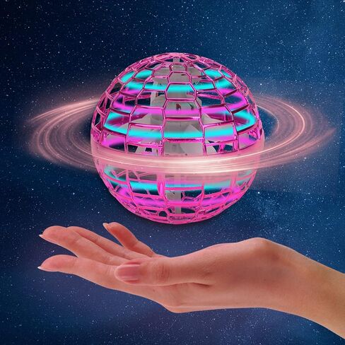 ألعاب أطفال كرة دوارة طائرة سحرية لعيد الميلاد LED كرة أرضية عائمة في الهواء الطلق لعبة داخلية مع وحدة تحكم عن بعد لاسلكية بدون طيار كرة تحوم على شكل كرة للأطفال هدية للأعمار 3 4 5 6 7 8 9 10+ (وردي) in Kuwait