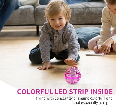 ألعاب أطفال كرة دوارة طائرة سحرية لعيد الميلاد LED كرة أرضية عائمة في الهواء الطلق لعبة داخلية مع وحدة تحكم عن بعد لاسلكية بدون طيار كرة تحوم على شكل كرة للأطفال هدية للأعمار 3 4 5 6 7 8 9 10+ (وردي) in Kuwait