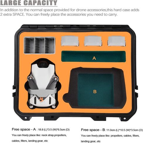 YETEETH Mini 3 Pro/Mini 3 Hard Case, Waterproof Pressure Resistant Carrying Case for DJI Mini 3 Pro/Mini 3 Accessories - Fits Latest DJI RC (Not Included Neck Strap) in Kuwait