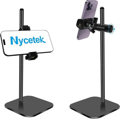 حامل الهاتف الخليوي Nycetek للمكتب: حامل هاتف iPhone | 14 برو بلس | 13 | 12 Pro Max - حامل هاتف مكتبي قابل للتعديل للارتفاع والزاوية لكاميرا الويب بخيط 1/4 بوصة للفيديو العائلي in Kuwait