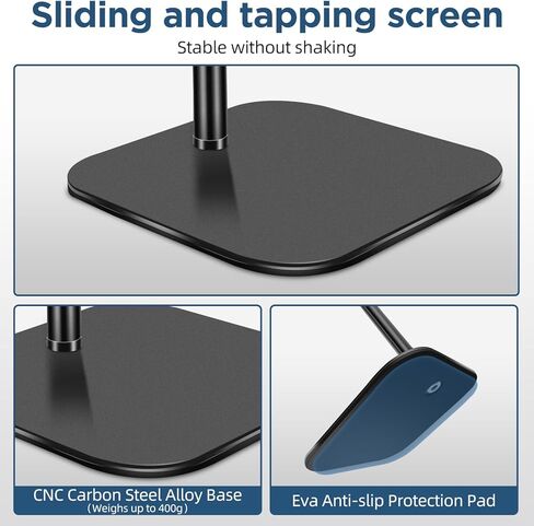 حامل الهاتف الخليوي Nycetek للمكتب: حامل هاتف iPhone | 14 برو بلس | 13 | 12 Pro Max - حامل هاتف مكتبي قابل للتعديل للارتفاع والزاوية لكاميرا الويب بخيط 1/4 بوصة للفيديو العائلي in Kuwait