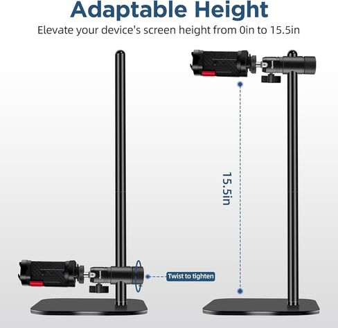 حامل الهاتف الخليوي Nycetek للمكتب: حامل هاتف iPhone | 14 برو بلس | 13 | 12 Pro Max - حامل هاتف مكتبي قابل للتعديل للارتفاع والزاوية لكاميرا الويب بخيط 1/4 بوصة للفيديو العائلي in Kuwait