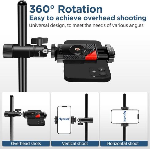 حامل الهاتف الخليوي Nycetek للمكتب: حامل هاتف iPhone | 14 برو بلس | 13 | 12 Pro Max - حامل هاتف مكتبي قابل للتعديل للارتفاع والزاوية لكاميرا الويب بخيط 1/4 بوصة للفيديو العائلي in Kuwait