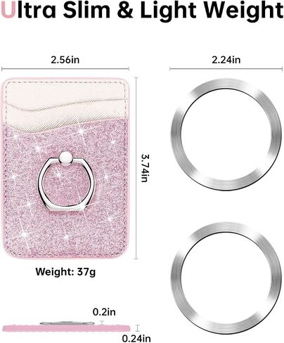 Gospire Magsafe Wallet with Ring for iPhone 15/14/13/12 Series, Magsafe Wallet Glitter with Credit Card RFID Blocking & 360°Rotation Stand, Magsafe Card Holder Compatible with MagSafe Cases - Gold in Kuwait