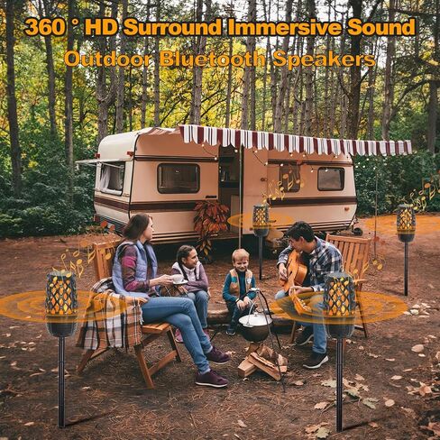 مكبرات صوت خارجية، مكبر صوت Tiki Torch، مكبرات صوت بلوتوث خارجية مقاومة للماء، مكبرات صوت مثبتة على الحائط في الهواء الطلق، مكبرات صوت خارجية للصوت المحيطي، مكبرات صوت لاسلكية خارجية BT 5.3 لهاتف iPhone Android in Kuwait