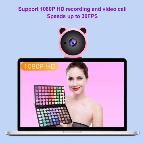 كاميرا ويب رقمية بدقة 1080 بكسل، كاميرا كمبيوتر رقمية HD بمنفذ USB، كاميرا ويب لتسجيل الفيديو، ميكروفون مدمج للبث المباشر (بينك) in Kuwait