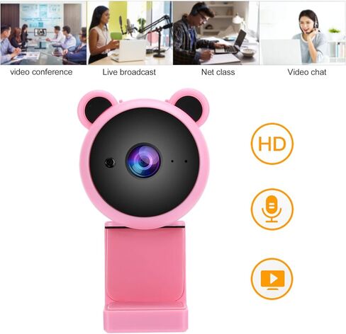 كاميرا ويب رقمية بدقة 1080 بكسل، كاميرا كمبيوتر رقمية HD بمنفذ USB، كاميرا ويب لتسجيل الفيديو، ميكروفون مدمج للبث المباشر (بينك) in Kuwait