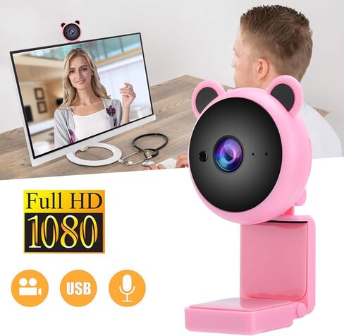 كاميرا ويب رقمية بدقة 1080 بكسل، كاميرا كمبيوتر رقمية HD بمنفذ USB، كاميرا ويب لتسجيل الفيديو، ميكروفون مدمج للبث المباشر (بينك) in Kuwait