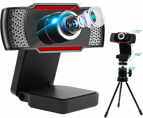 كاميرا ويب OBEST 1080P HD مع ميكروفون، كاميرا ويب للكمبيوتر الشخصي USB مع حامل ثلاثي القوائم، كاميرا ويب للكمبيوتر المحمول عالية الدقة بالكامل، كاميرا ويب احترافية للتسجيل والمكالمات والاجتماعات والألعاب in Kuwait