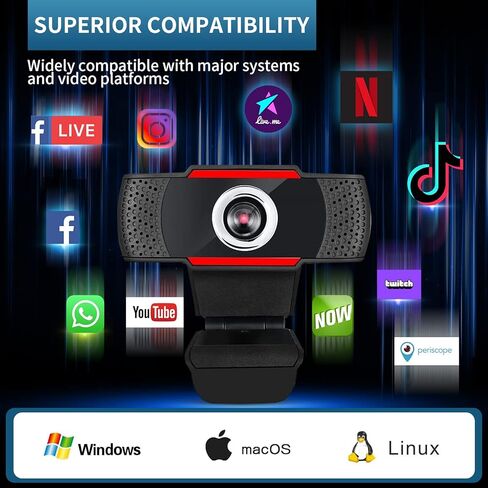 كاميرا ويب OBEST 1080P HD مع ميكروفون، كاميرا ويب للكمبيوتر الشخصي USB مع حامل ثلاثي القوائم، كاميرا ويب للكمبيوتر المحمول عالية الدقة بالكامل، كاميرا ويب احترافية للتسجيل والمكالمات والاجتماعات والألعاب in Kuwait