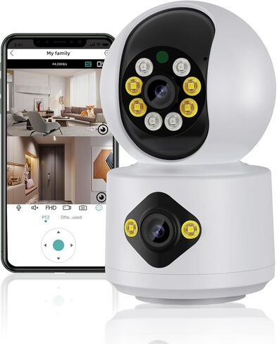 GUOANVISION 4MP Indoor Security Camera, Dual Lens Pet Camera, 360 WiFi Home Security Camera for Baby/Elder/Dog/Nanny, Human Detection, 2-Way Talk, Color Night, SD/Cloud in Kuwait