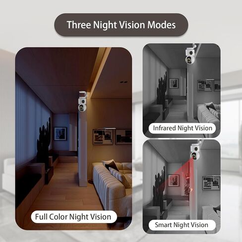 GUOANVISION 4MP Indoor Security Camera, Dual Lens Pet Camera, 360 WiFi Home Security Camera for Baby/Elder/Dog/Nanny, Human Detection, 2-Way Talk, Color Night, SD/Cloud in Kuwait