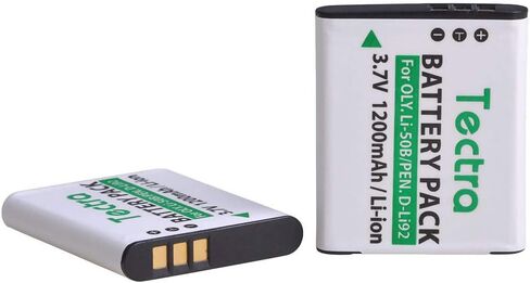 Tectra 2 Pack LI-50B D-LI92 Batteries and LED USB Charger Compatible with Olympus VR-340 1010 1020 1030SW Tough 6000 6020 8000 8010 MJU 1010 1020 TG 610 620 630 810 XZ-1 XZ-10 in Kuwait