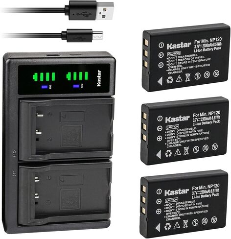 Kastar 4-Pack Battery and LTD2 USB Charger Replacement for Fujifilm NP-120, NP-120B, FNP120, Toshiba NP-120, PX1657, PENTAX D-LI7, RICOH DB-43, CONTAX BP-1500S, KYOCER BP-1500S Battery in Saudi Arabia