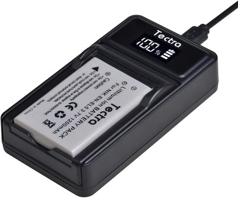 Tectra 2 Pack EN-EL5 Rechargeable Batteries and LED USB Charger for Nikon Coolpix P3, P4, P90, P80, P100, P500, P510, P520, P530, P5000, P6000, S10, 3700, 4200, 5200, 5900, 7900 Digital Cameras in Kuwait