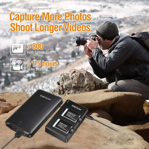 اينيجون حزمة بطارية ليثيوم بديلة NB-13L (عبوتان) وشاحن USB مزدوج لكاميرا كانون باور شوت G5X وG7X وG7X مارك II وIII وSX720 HS وSX730 HS وSX740 HS وSX620 HS وG1X مارك III وG9X وG9X وG9X مارك II in Kuwait