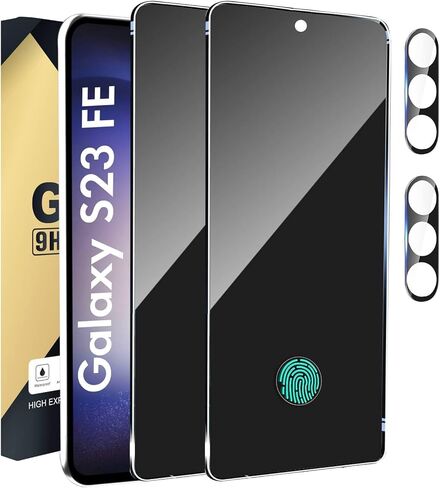 CWQZGUF 2+2 واقي شاشة للخصوصية لهاتف Galaxy S23 FE - عبوتان من فيلم الخصوصية + عبوتين من عدسات الكاميرا من الزجاج المقسى، خالٍ من الفقاعات عالية الوضوح، حماية ضد التجسس لهاتف Samsung S23 FE 5G in Kuwait