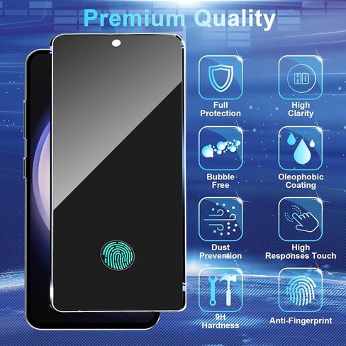 CWQZGUF 2+2 واقي شاشة للخصوصية لهاتف Galaxy S23 FE - عبوتان من فيلم الخصوصية + عبوتين من عدسات الكاميرا من الزجاج المقسى، خالٍ من الفقاعات عالية الوضوح، حماية ضد التجسس لهاتف Samsung S23 FE 5G in Kuwait