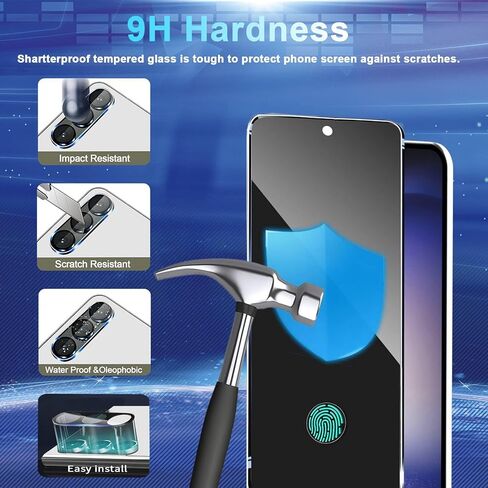 CWQZGUF 2+2 واقي شاشة للخصوصية لهاتف Galaxy S23 FE - عبوتان من فيلم الخصوصية + عبوتين من عدسات الكاميرا من الزجاج المقسى، خالٍ من الفقاعات عالية الوضوح، حماية ضد التجسس لهاتف Samsung S23 FE 5G in Kuwait